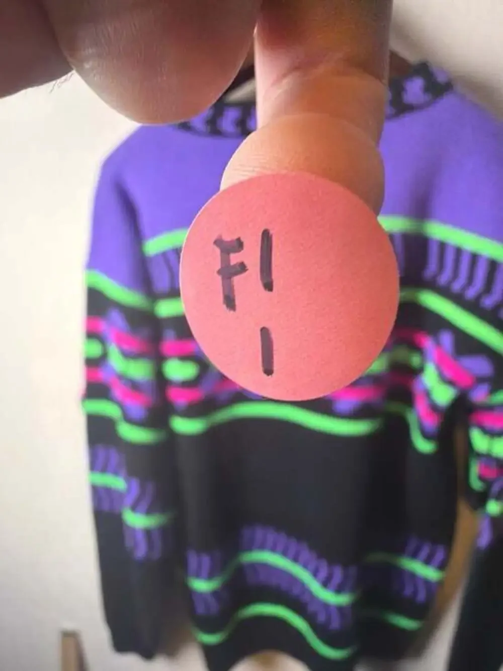 VTG Demetre‎ Mens L Ski Sweater Wool Blend Geometric Neon Abstract USA